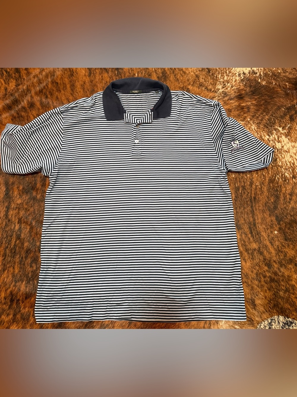 Marbas Golf Polo Shirt Mens L Sweetwatet CC Micro Pattern Mercerize Made N Italy